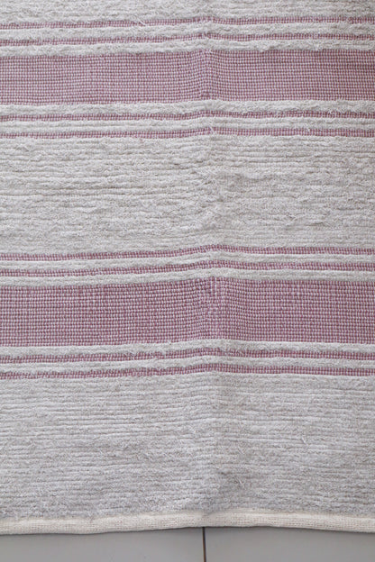 Tapete Algodão Bordado Listrado Chic Rosê/Rosa Seco 1,50x2,00m
