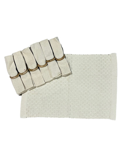 Kit De Jogo Americano, Guardanapo e Argola 6 lugares Cru