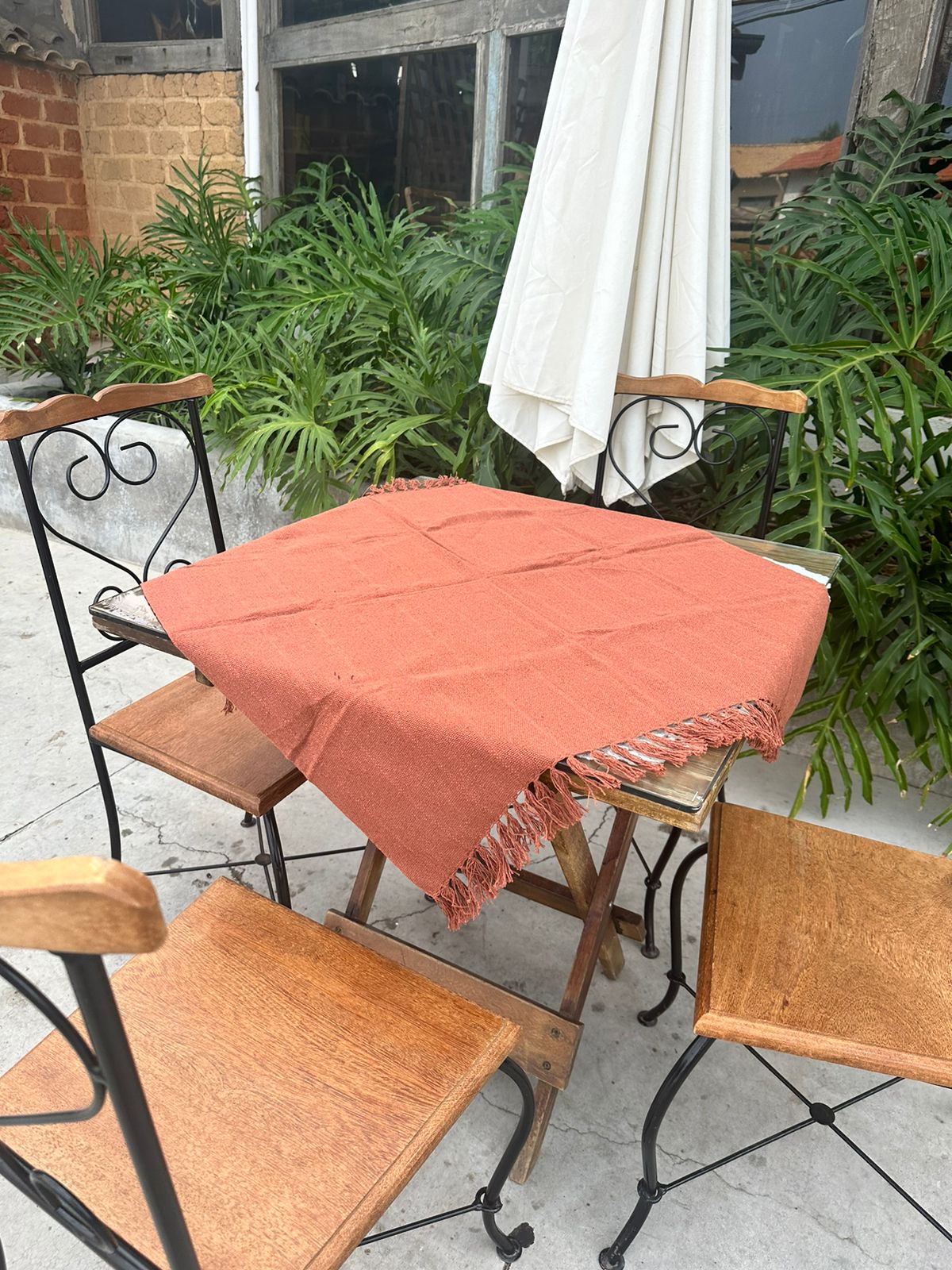 Toalha de Mesa Quadrada Cobre Lanche Terracota 0,85x0,85m