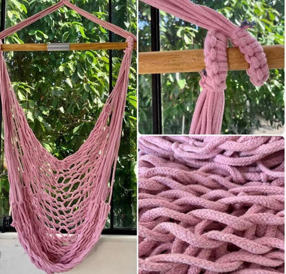 Rede Cadeira Balanço Teto Trançada - Rosa