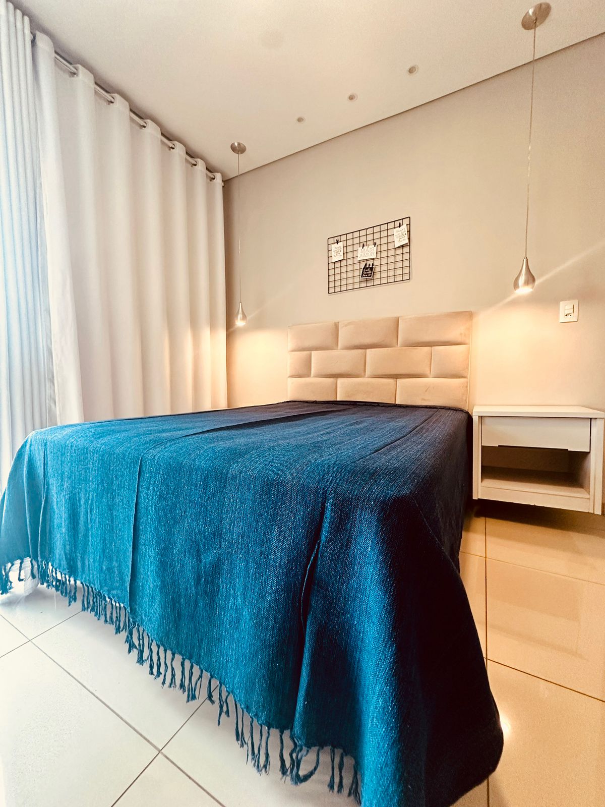 Colcha para Cama Casal 2,20x2,50m Artesanal Azul Mesclada