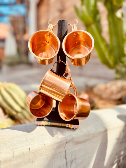 Suporte de Caneca Lembrança de Minas + 6 Canecas Cobre Drink Moscow Mule