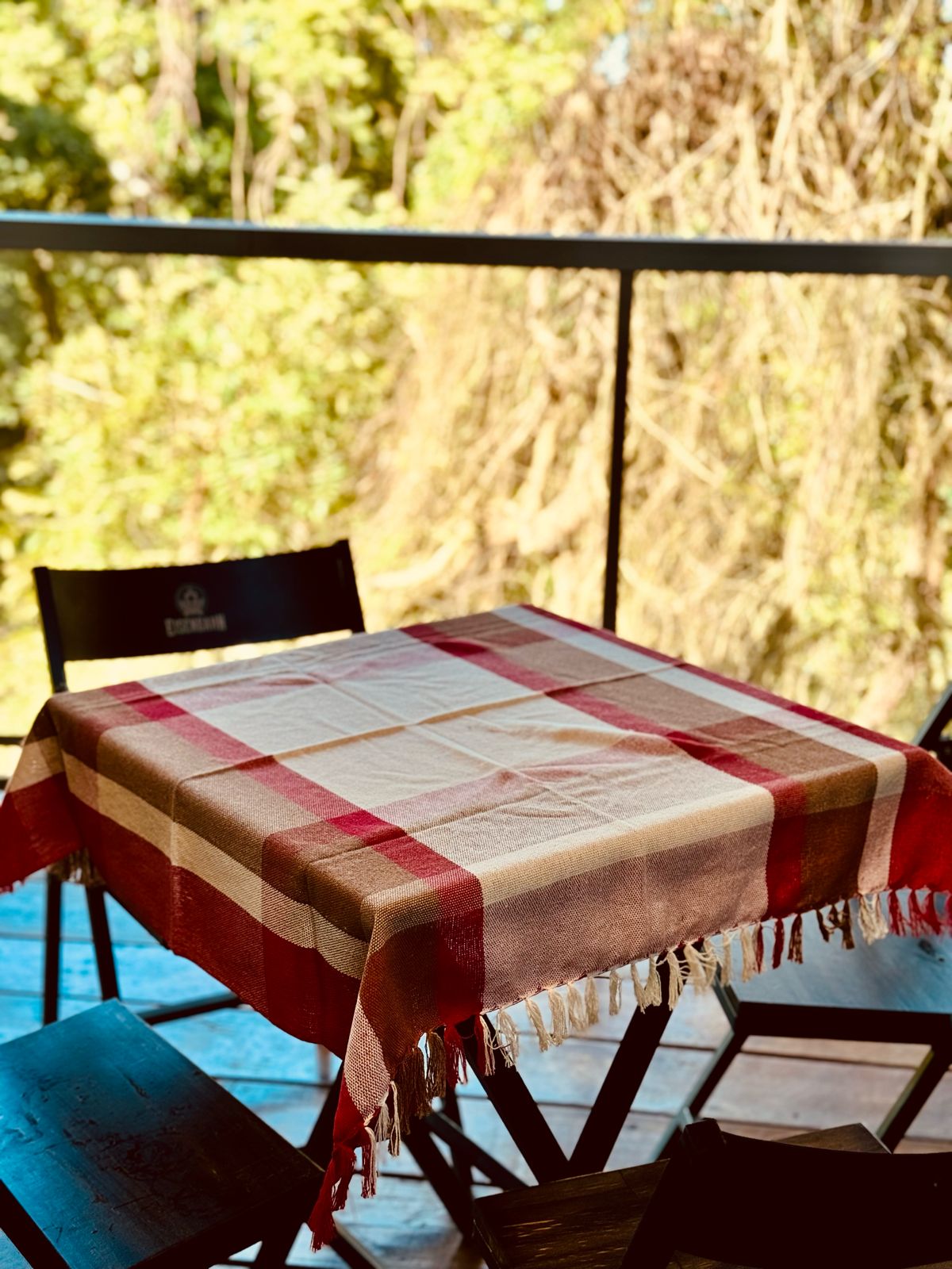 Toalha de Mesa Quadrada Cobre Lanche Xadrez Vermelha 0,85x0,85m