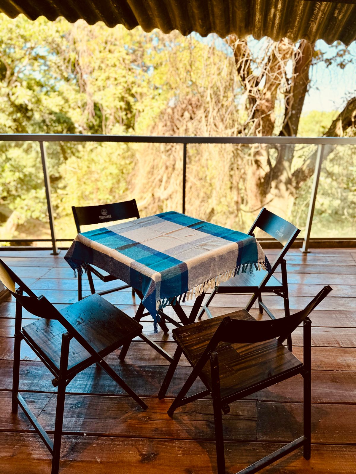 Toalha de Mesa Quadrada Cobre Lanche Xadrez Azul 0,85x0,85m
