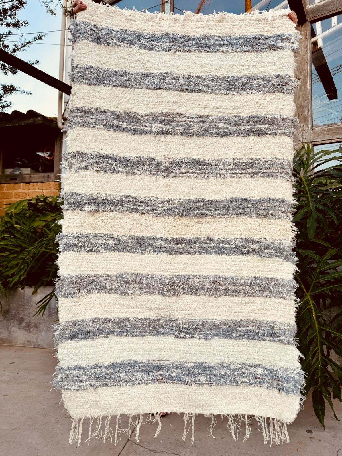 Tapete Felpudo Listrado Cinza 2,0x1,0m