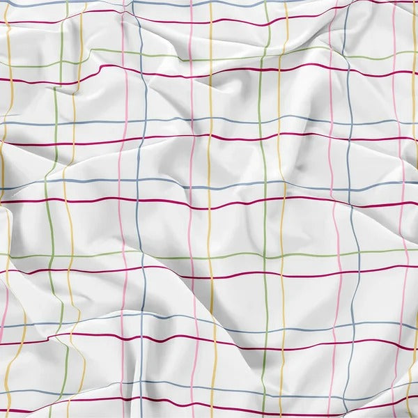 Jogo de Cama Jolitex Lençol Queen 3 Peças Branco Quadriculado