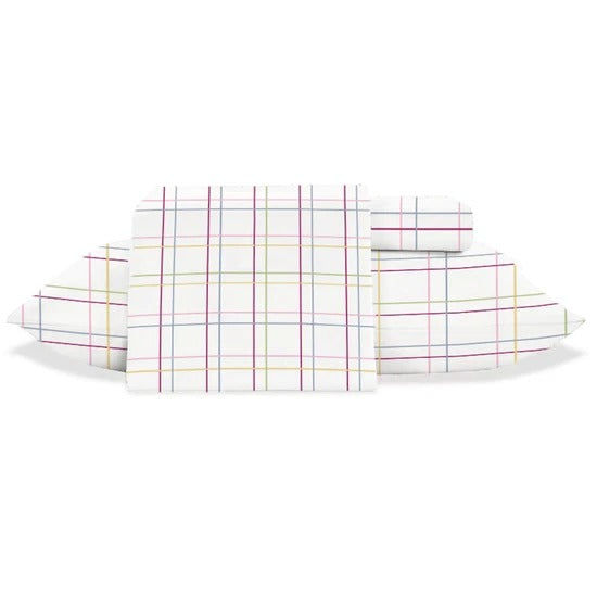 Jogo de Cama Jolitex Lençol Queen 3 Peças Branco Quadriculado