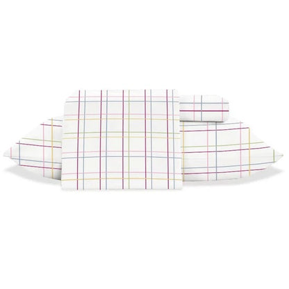 Jogo de Cama Jolitex Lençol Queen 3 Peças Branco Quadriculado