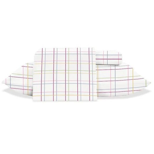 Jogo de Cama Jolitex Lençol Queen 3 Peças Branco Quadriculado