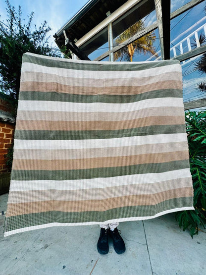 Tapete em Linha Listrado Verde e Marrom 1,50x1,50m