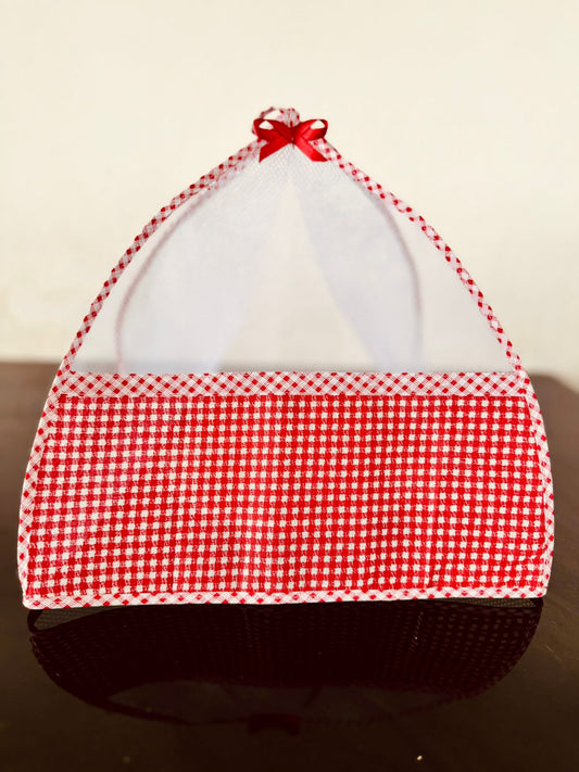 Tule Cobre Bolo Xadrez Vermelho