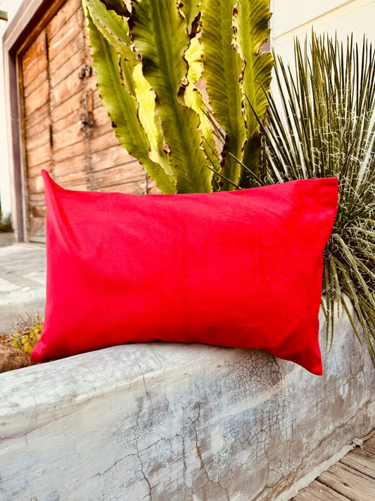 Capa de Almofada Baguete Retangular Suede Lisa Vermelha - 30x50