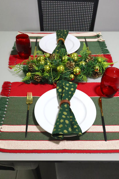 Par Jogo Americano Natal Linha Verde e Vermelho