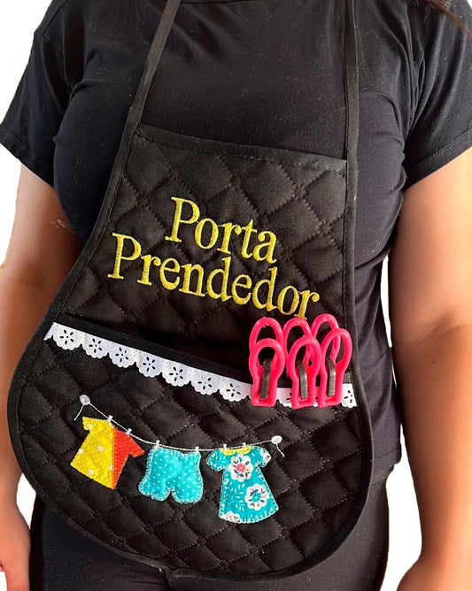 Avental Porta Prendedor de Roupas Preto