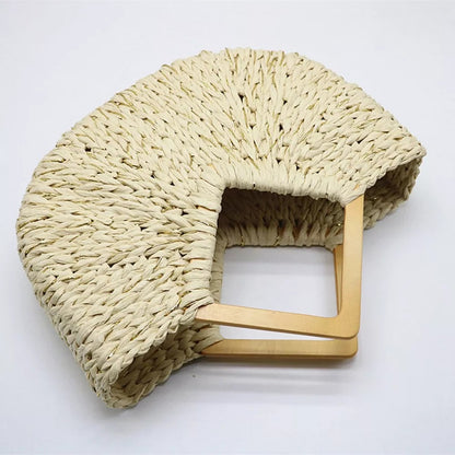 Bolsa de Praia Meia Lua com Alça de Bambu