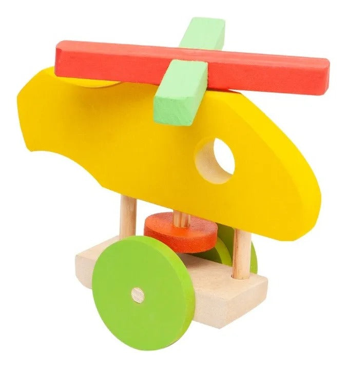 Brinquedo Gira Gira Helicóptero Puxador Madeira