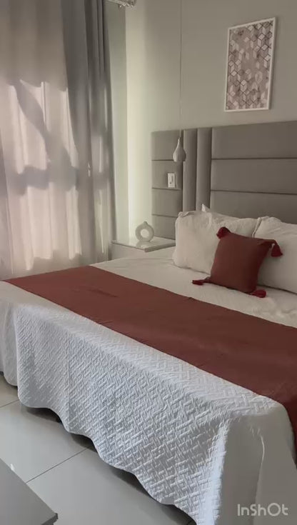 Peseira de Algodão Terracota com Pompom 0,65x2,30m