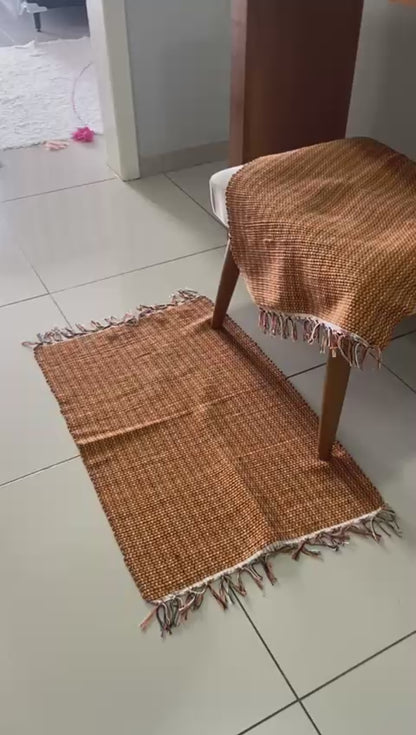 Par de Tapete de Malha Liso Terracota