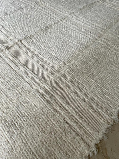 Tapete Algodão Bordado Listrado Chic Cru 1,50x2,00m