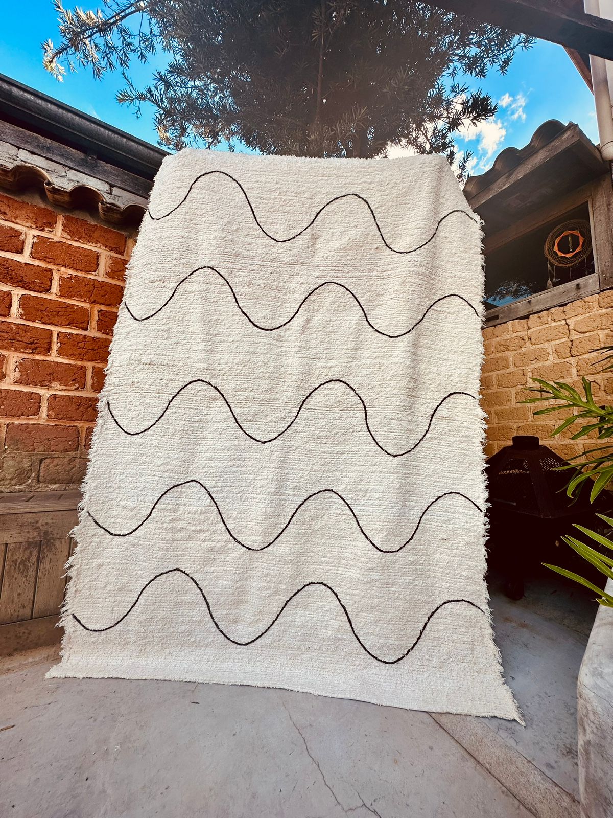 Tapete Algodão Bordado Ondas 1,50x2,00m