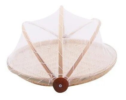 Cesta Porta Pão e Bolo Bambu com Cobertura Retrátil G
