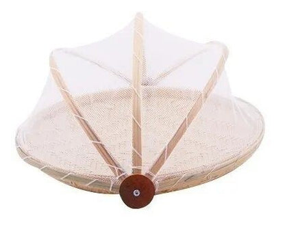 Cesta Porta Pão e Bolo Bambu com Cobertura Retrátil G
