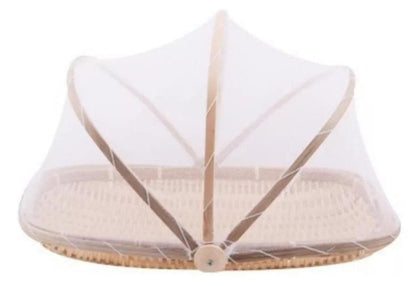 Cesta Porta Pão e Bolo Bambu com Cobertura Retrátil Oval