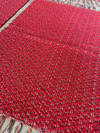 Jogo De Passadeira Coroa Malha Vermelho